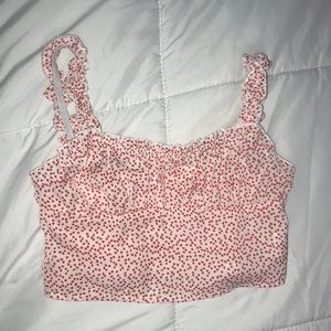 PINK AND WHITE POKA DOT CROP TOP